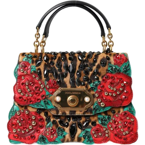 Leopard Rose Embellished Tote Bag - Dolce & Gabbana - Modalova