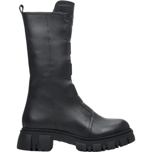 Damen Schwarze Leder Isolierte Knöchelhohe Stiefel Er00112337 - Estro - Modalova