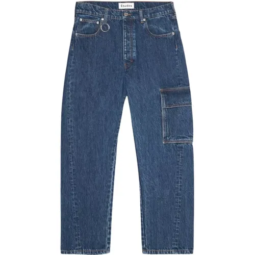 Denim Washed Jeans with Twisted Stitching , male, Sizes: L, S, XL, M - Études - Modalova