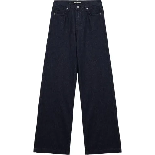 Re-Issue Denim Jeans, Dark Wash, High Waist, Flare Fit , female, Sizes: W30, W28 - Roy Roger's - Modalova
