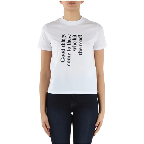 Pima Cotton T-shirt with Front Print , female, Sizes: XS - Armani Exchange - Modalova