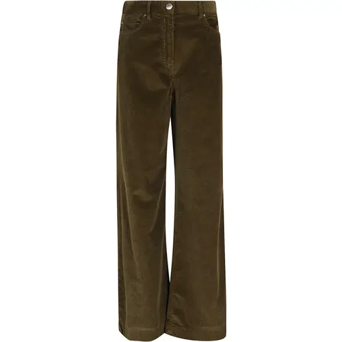 Wide Leg Velvet Pants Olive , female, Sizes: W28 - pinko - Modalova