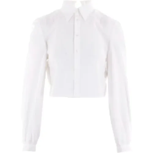 Weiße Gekürzte Dekonstruierte Bluse mit Jersey-Einsatz , Damen, Größe: S - MM6 Maison Margiela - Modalova