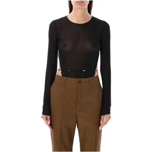 Silk Bodysuit Long Sleeve Top , female, Sizes: S - Saint Laurent - Modalova