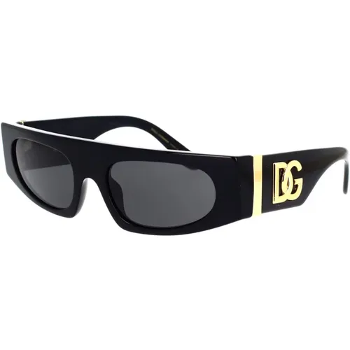 Dg4411 Sonnenbrille - Schwarzes Gestell, Dunkelgraue Gläser - Dolce & Gabbana - Modalova