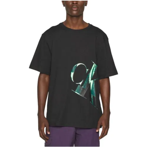 Echtes Schräges Hypnotisches T-Shirt , Herren, Größe: M - Calvin Klein - Modalova