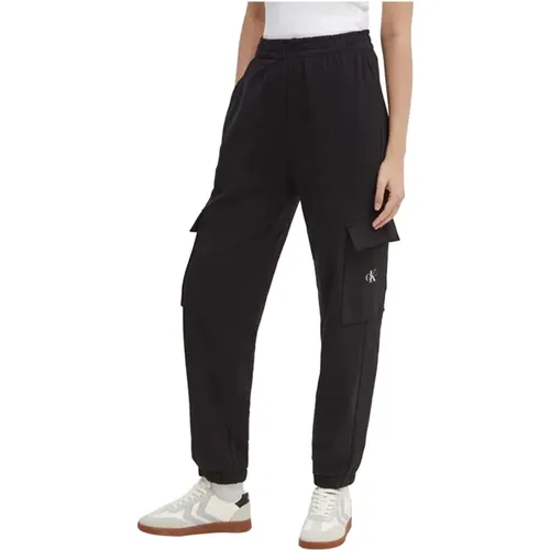 Schwarze Slim Fit Hose , Damen, Größe: S - Calvin Klein - Modalova