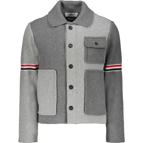 Woll-Cardigan mit Tricolor-Details - Thom Browne - Modalova