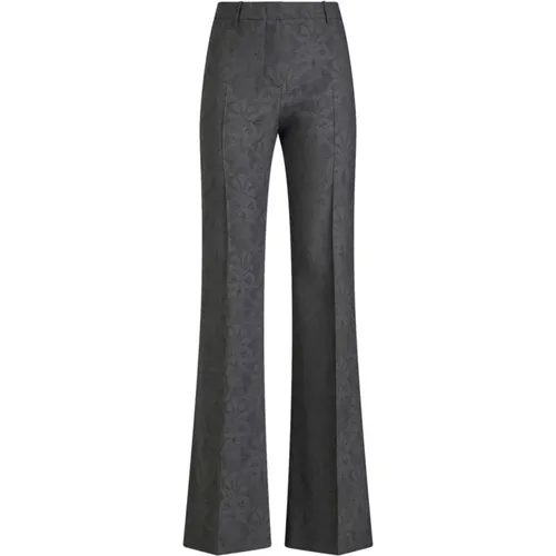 Grey Jacquard Flared Trousers , female, Sizes: XS, S - ETRO - Modalova