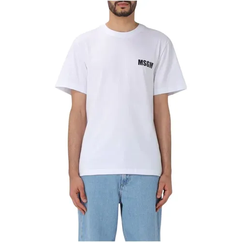 Baumwoll-T-Shirt mit Logo-Print , Herren, Größe: XL - MSGM - Modalova