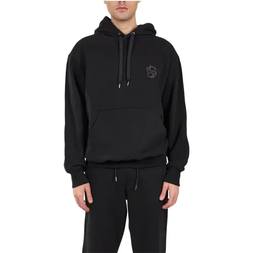 Baumwollkapuzenpullover mit gesticktem Logo , Herren, Größe: XL - Hugo Boss - Modalova