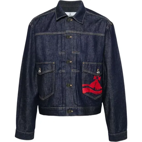 Indigo Denim Jacket with Orb Logo , male, Sizes: M, L - Vivienne Westwood - Modalova