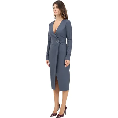 Graues Midi Kleid Moderne Linien Chic , Damen, Größe: M - PATRIZIA PEPE - Modalova