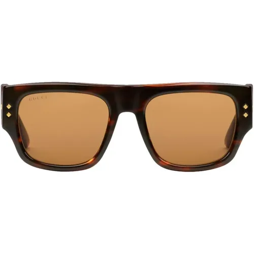 Braune Sonnenbrille mit eckigem Rahmen , Herren, Größe: 54 MM - Gucci - Modalova
