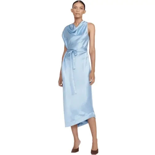 Troupe Satin Asymmetrical Midi Dress , female, Sizes: 2XS, XS - Staud - Modalova