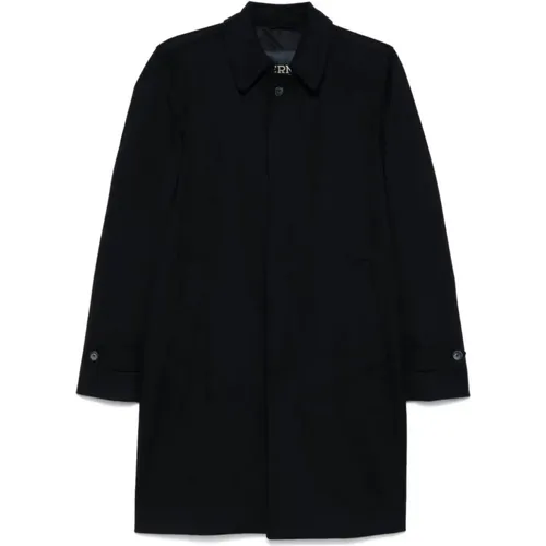 Navy Cashmere Coat , male, Sizes: L, 2XL - Herno - Modalova