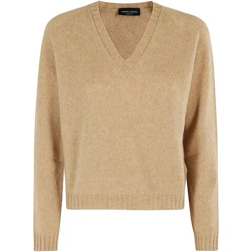 V-neck Sweater in Wool Blend , female, Sizes: M, S - Roberto Collina - Modalova