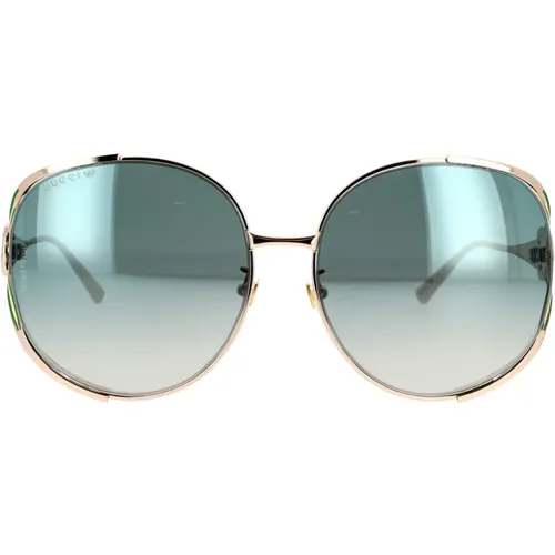 Round Oversized Metal Sunglasses , female, Sizes: 63 MM - Gucci - Modalova