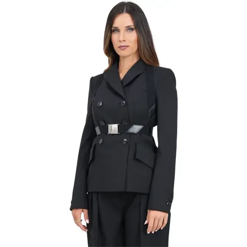 Double-Breasted Jacket with Harness , female, Sizes: 2XL, L - Elisabetta Franchi - Modalova