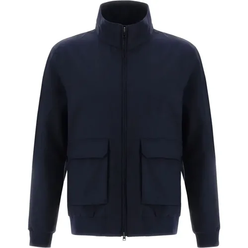 Light Jackets,Blauer Woll-Wasserabweisender Mantel - Herno - Modalova