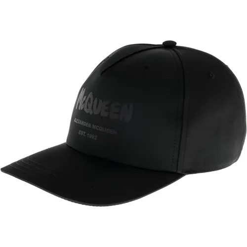 Schwarzer Hut mit Logo-Druck , Herren, Größe: M - alexander mcqueen - Modalova