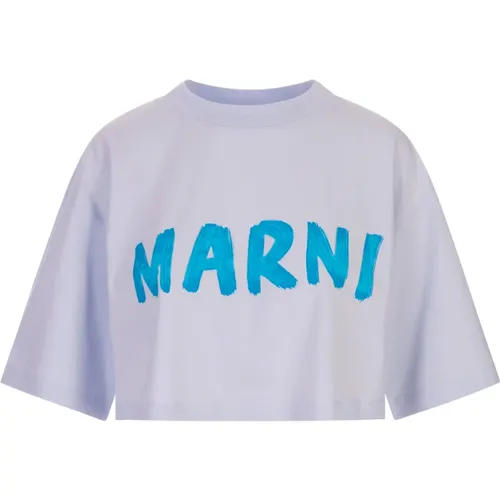 Crop T-shirt with Crew Neck , female, Sizes: 2XS - Marni - Modalova