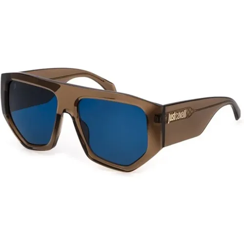 Blaue Linse Glänzend Hellbraune Sonnenbrille - Just Cavalli - Modalova