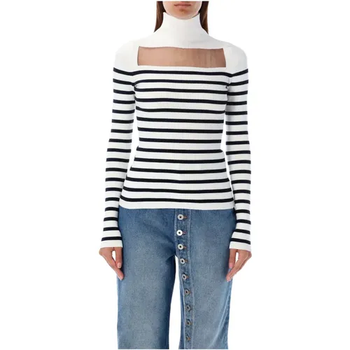 Striped Turtleneck Sweater Navy , female, Sizes: S - Jean Paul Gaultier - Modalova