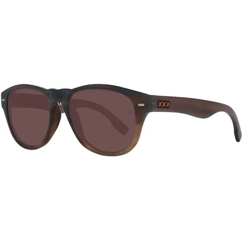 Braune Herren-Sonnenbrille Trapezform - Ermenegildo Zegna - Modalova