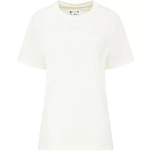 Logo Print Cotton T-shirt Ivory , female, Sizes: XS, S, M - Maison Margiela - Modalova