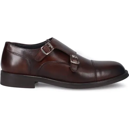 Handcrafted Dark Flat Shoes , male, Sizes: 6 UK, 9 UK - Sangiorgio - Modalova