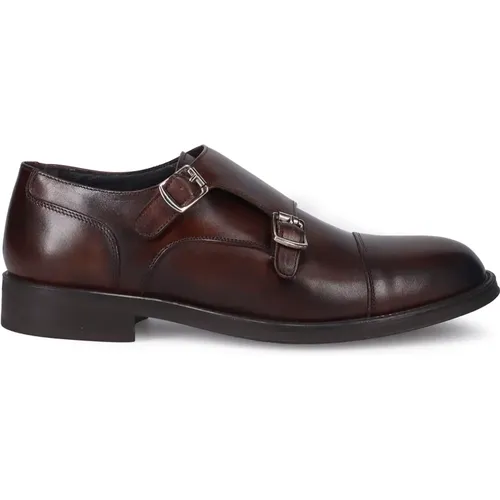 Handcrafted Dark Flat Shoes , male, Sizes: 9 UK - Sangiorgio - Modalova