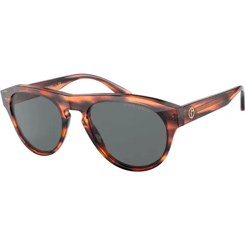 Striped /Dark Grey Sunglasses AR 8145 , male, Sizes: 55 MM - Giorgio Armani - Modalova