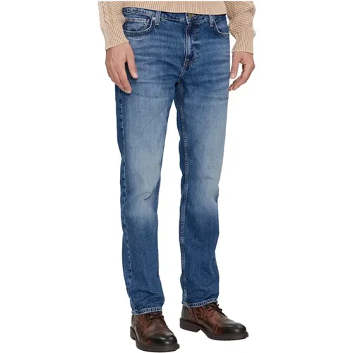 Dunkelblaue Slim Fit Klassische 5-Pocket Jeans , Herren, Größe: W34 - Guess - Modalova