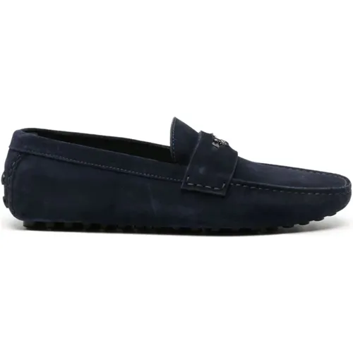 Blaue Leder Loafers Casual Flats , Herren, Größe: 45 EU - Roberto Cavalli - Modalova