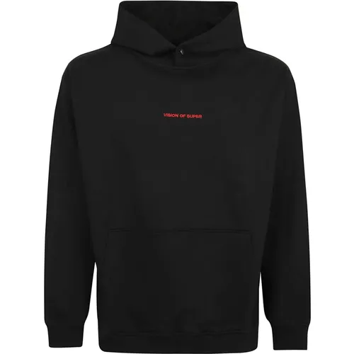 Militärischer Schwarzer Hoodie mit VOS , Herren, Größe: XS - VISION OF SUPER - Modalova