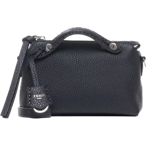 Schwarze Leder Mini Tasche mit Topstitching - Fendi - Modalova