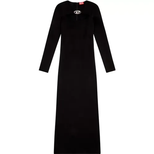 Kleid aus Milano-Strick mit Oval D-Plakette aus Metall , Damen, Größe: L - Diesel - Modalova