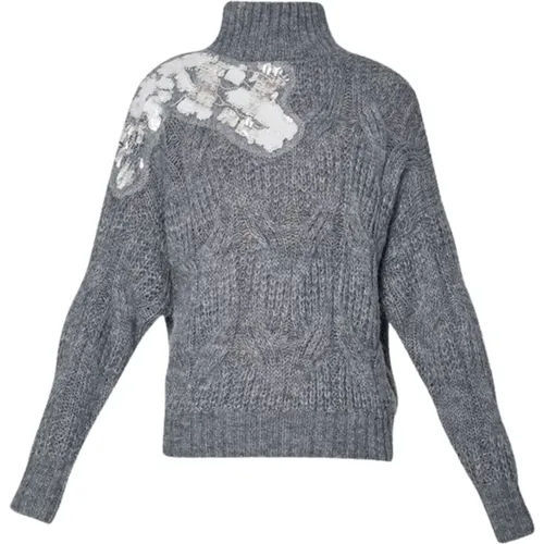 Grauer Pullover mit Geflochtenen Pailletten , Damen, Größe: M - Liu Jo - Modalova