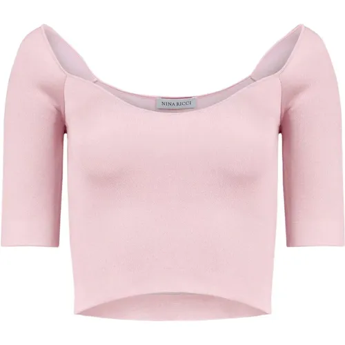 Heart Neckline Cropped Top , female, Sizes: XL, 2XL, L, 3XL - Nina Ricci - Modalova