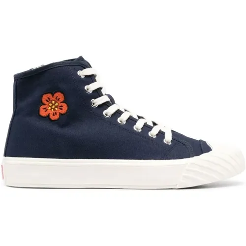 Mitternachtsblaue Sneakers mit Blumenmuster , Herren, Größe: 43 EU - Kenzo - Modalova