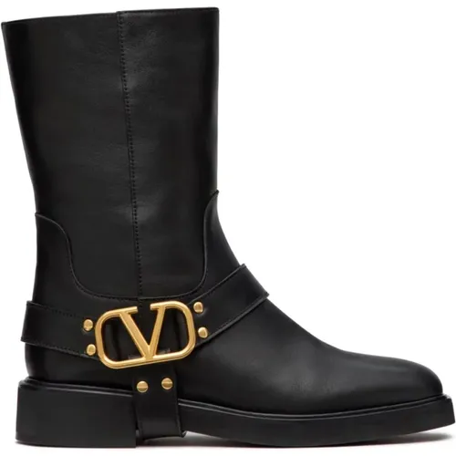 VLogo Signature Square Toe Boots , female, Sizes: 3 UK, 5 UK, 5 1/2 UK, 7 UK, 4 UK, 6 UK, 8 UK - Valentino Garavani - Modalova