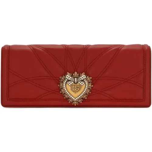 Rote Logo-Plaque Leder Clutch Tasche - Dolce & Gabbana - Modalova