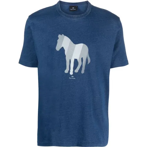Zebra Print T-shirt Blau Paul Smith - Paul Smith - Modalova