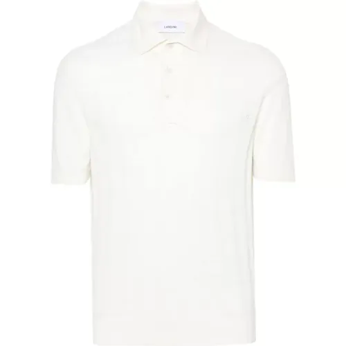 Cream Cotton Polo Shirt with Pointed Collar , male, Sizes: M, S - Lardini - Modalova