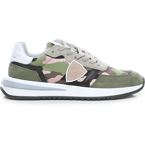 Chic Army Sneakers mit Wildleder-Akzenten , Damen, Größe: 39 EU - Philippe Model - Modalova