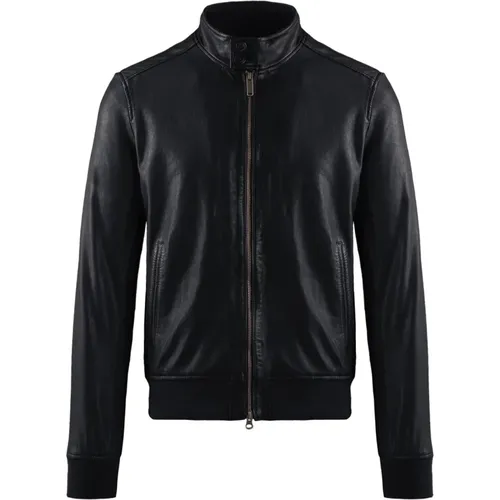Friz Leather Bomber Jacket , male, Sizes: M - BomBoogie - Modalova