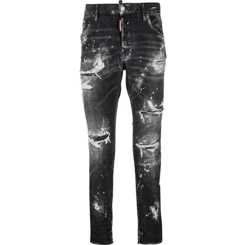 Schwarze Slim-Fit Jeans , Herren, Größe: M - Dsquared2 - Modalova