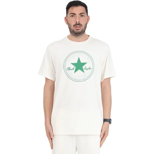 Herren Logo T-Shirt Creme Weiß , Herren, Größe: M - Converse - Modalova