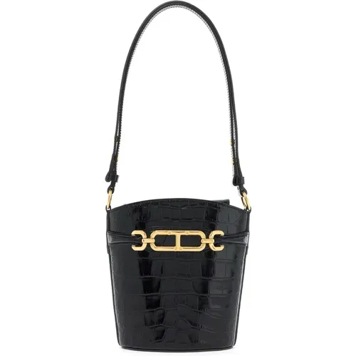 Glossy Crocodile Mini Bucket Bag , female, Sizes: ONE SIZE - Tom Ford - Modalova